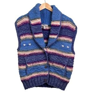 VTG Worlds Apart Hand Made 100% Wool Scandinavian Heavy Sweater Vest‎ USA Read